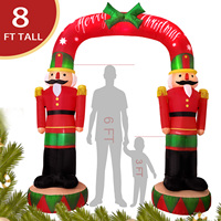 Décorations de Noël gonflables de 8 pieds pour l'extérieur, arche avec casse-noisette et éclairage LED intégré pour la décoration de la cour de Noël