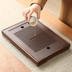 Bandeja de té de bambú personalizada con retención de agua, plato pequeño para el hogar, bandeja de bambú con drenaje, mesa de té Kung Fu, estilo japonés - Product Image 4