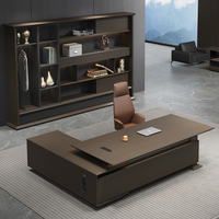 Bureau de direction de luxe en forme de L avec armoire latérale pour projet de mobilier de bureau