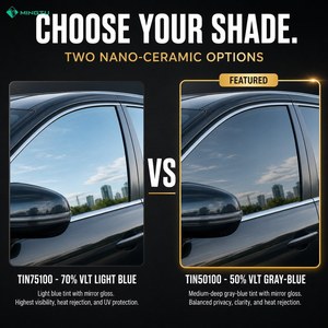 <span class=keywords><strong>Film</strong></span> <span class=keywords><strong>de</strong></span> fenêtre anti-chaleur <span class=keywords><strong>50</strong></span>% VLT Nano Céramique Gris Bleu Teinté Compatible Signalisation UV99 IR96 2mil Vente en Gros OEM Usine - Product Image 3