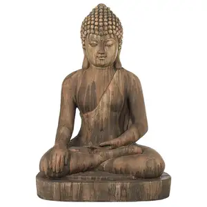 Custom Resin Sitting Weathered Tall Buddha For Outdoor Statueor Yard Garden Lawn