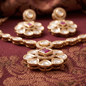 Elegante Conjunto de Collar con Colgante de Moissanita Chapado en Oro Rosa y Pendientes con Diseño Floral a Juego para Fiestas de Aniversario - Product Image 4