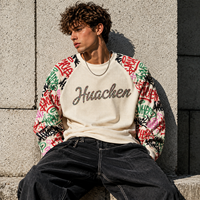 Chemise en tricot gaufré sur mesure pour homme, 420 GSM, avec broderie de strass et manches graffiti, pour marque de créateur, marque privée, OEM