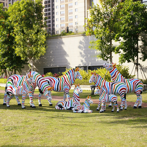 Grand zèbre Sculpture ornement en fibre de verre jardin fontaine d'eau décoration étanche à la main pour paysage pelouse scénique Spot - Product Image 4