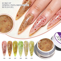 Gel UV de construction pour extension d'ongles OEM, motif floral séché, pailleté, pour nail art, épaississement et sculpture