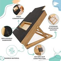 Planche à gratter pour chiens et chats en bambou, réglable en hauteur, 3 angles et s'étendant à plat, jouet pour l'entretien des ongles