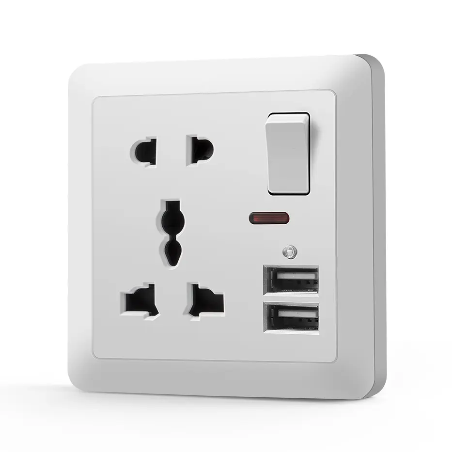 Factory Directly Wholesale White Electrical Usb Universal Wall Switch Usb Charging Wall Socket