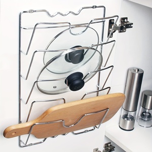 Cabinet Lid Organizer Wall Mount <strong>Pan</strong> Pot Lid Holder Kitchen <strong>Storage</strong> Racks Metal Steel Door Hanging Lid Rack - Product Image 4