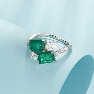 Кольцо MuShan Designer Jewelry из стерлингового серебра 925 пробы с выращенным в лаборатории изумрудом Ашер, классическое женское кольцо с позолотой 18 карат, на годовщину - Product Image 2