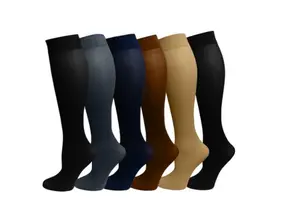 Kaus kaki nilon uniseks, kaos kaki kompresi tembaga, kaus kaki pereda nyeri 15-20mm Hg, kaus kaki setinggi lutut olahraga