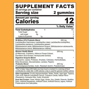 Gomitas probióticas de alta calidad para mujer, suplemento de arándano prebiótico, promueve el equilibrio del PH, sabor a bayas, sin azúcar - Product Image 2