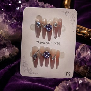Faux ongles à presser en acrylique, couvrance totale, dégradé rose, strass, forme amande et stiletto, finition brillante, pour usage professionnel en salon - Product Image 4