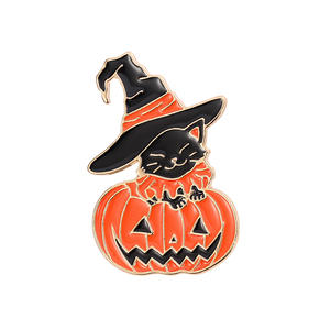 Pin de solapa de calabaza para halloween, chapa de metal con purpurina, esmalte duro para bolso - Product Image 2