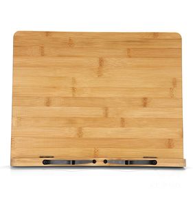 Grand porte-livre en bambou Porte-livre pliable réglable avec clips de support de page - Product Image 5