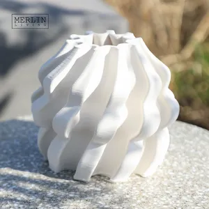 꽃꽂이에 대한 멜린 생활 3D 인쇄 꽃병 흰색 꽃병 꽃 정원 꽃병 Chaozhou 세라믹 공장 도매 OEM