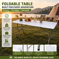 Table pliante légère en plastique, design moderne, imperméable, facile à transporter, coussin à séchage rapide, pour camping, barbecue, banquet en extérieur - Vente flash