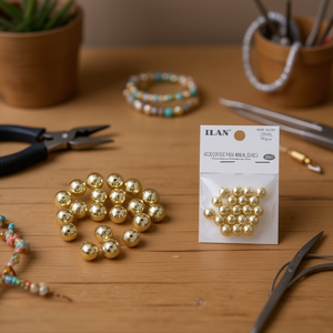 Perline in metallo Ilan 10mm oro con foro piccolo per accessori di bigiotteria e artigianato - Product Image 3