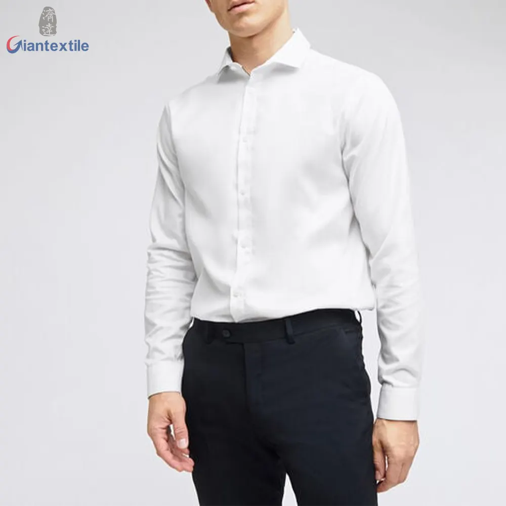 Giantextile-Camisa blanca de buena calidad para hombre, ropa sólida sin arrugas, gran oferta