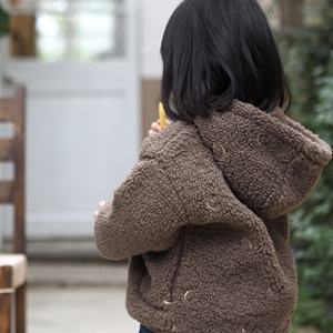 Nouveau mignon motif à carreaux polaire fourrure broderie <span class=keywords><strong>manteau</strong></span> d'hiver pour bébé enfant en bas âge nourrissons vêtements d'extérieur chauds cape veste - Product Image 5