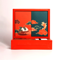 Caja de regalo de estilo oriental personalizada, embalaje de papel de color Kraft dedicado para alimentos, patrón de grano ecológico, caligrafía china