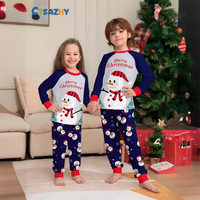 Alphabet Schneemann Druck Homewear Familien-Weihnachtspyjama-Set Gestrickte Winter 2025 Schlafbekleidung für Männer Frauen Baby
