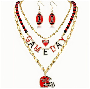 Phong Cách Mới Cao cấp Cá Tính Bóng Bầu Dục Vòng Cổ Nam Giới Và Phụ Nữ Bóng Đá Thời Trang Quyến Rũ Vòng Cổ Thiết Lập Phụ Kiện Trang Sức Quà Tặng - Product Image 3