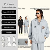 Sudadera con capucha de invierno para hombre, estilo hip hop, gruesa de 440 g, con cremallera, hombros caídos, estampado DTG, corte holgado