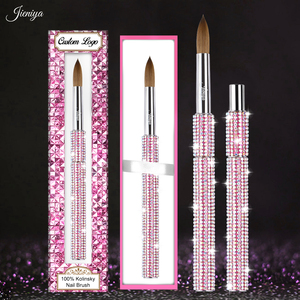 Phong Cách Sáng Bóng Thạch Trang Trí Không-Trượt Màu Hồng Kim Loại Xử Lý Bạc Ferrule Tinh Khiết Kolinsky Acrylic Bàn Chải Cho Anail - Product Image 1