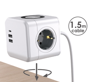 Nouveau Enchufe <span class=keywords><strong>PowerCube</strong></span> mural 4 prises multiprise adaptateur de prise intelligente avec interrupteur <span class=keywords><strong>Usb</strong></span> type-c cordon d'extension Multi 1.5m - Product Image 1