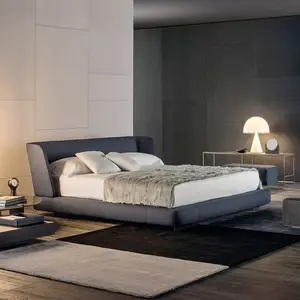 High End Bed Furniture Italian Bedroom Reeves Bed Set Customs Furniture Minimalist Designer Leather King Bed Modern Style