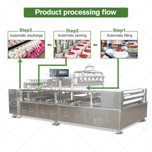Yogurt Milk Big Cup/Bottle/Can/Tray <span class=keywords><strong>Discal</strong></span> Capping Rotary Solid Gelato Fill Seal Machine Filler and Sealer - Product Image 5