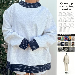 <span class=keywords><strong>Felpa</strong></span> Oversize da Donna Personalizzata ODM di Alta Qualità, 100% Cotone Anti-restringimento, con Motivo a Pois, Blocchi di Colore, Collo Alto e Polsini Lunghi - Product Image 1