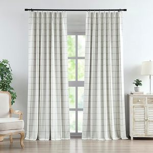 <strong>Sage</strong> <strong>Green</strong> Grommet Leaves Pattern Linen Thermal Insulated <strong>Blackout</strong> <strong>Curtains</strong> Modern Style All-Season for Bedroom Living Room - Product Image 1