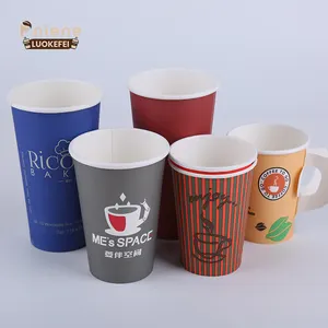 Tazas de café de papel de pared simple impresas personalizadas respetuosas con el medio ambiente