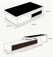 Mueble de TV Moderno con Mesa de Centro de Vidrio, Juego de Muebles de Sala de Estar de Lujo, Mesa de Centro Negra y Blanca, Mesa de Té para el Hogar