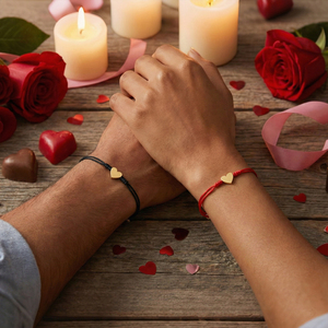 <span class=keywords><strong>Bracelet</strong></span> de couple Go2boho pour la Saint-Valentin, charme en forme de cœur, cordon rouge et noir, bijoux réglables pour les amoureux - Product Image 5