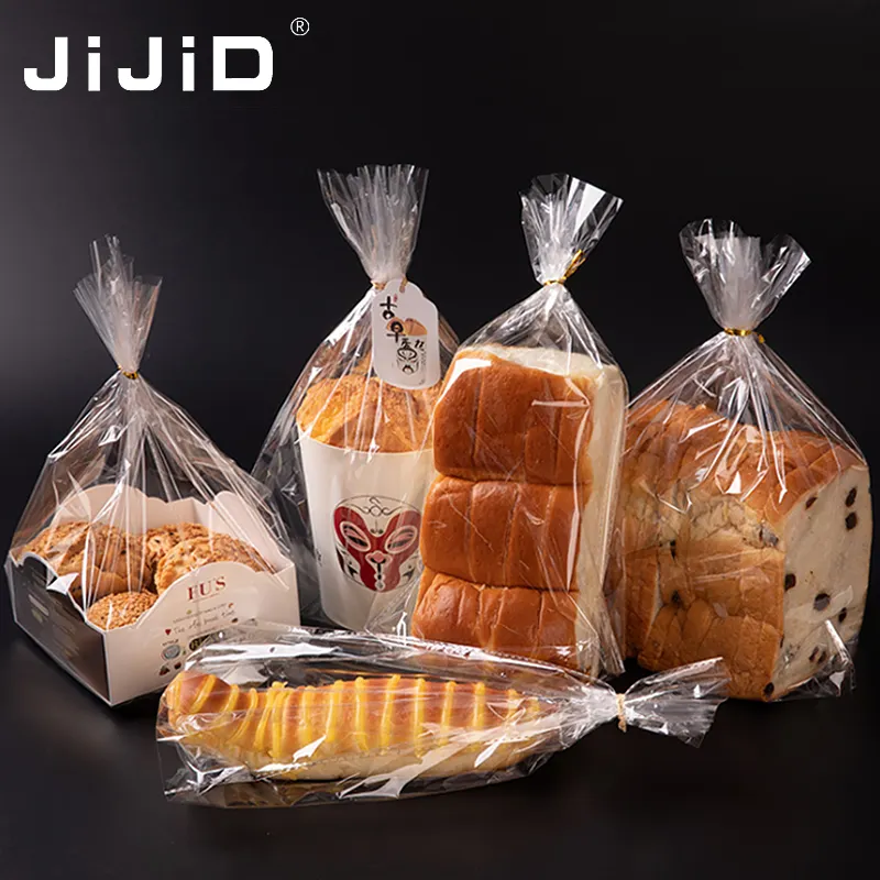 JijiD Opp 하단 마셋 깨끗한 플라스틱 빵 포장 가방 맞춤형 포장 가방 베이커리 투명 비닐 봉투