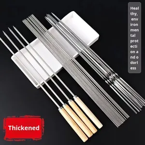 <span class=keywords><strong>Spiedini</strong></span> <span class=keywords><strong>per</strong></span> Barbecue in Acciaio Inox con Manico in Legno, Bastoncini Riutilizzabili <span class=keywords><strong>per</strong></span> Kebab, Aste <span class=keywords><strong>per</strong></span> Grigliare, <span class=keywords><strong>Spiedini</strong></span> Piatti <span class=keywords><strong>per</strong></span> Campeggio e Picnic - Product Image 2