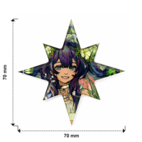 Support en acrylique écologique en forme d'étoile, motif cristal taillé, thème floral, fille de dessin animé Kawaii aux cheveux violets, ornement de bureau, décoration mignonne, cadeau
