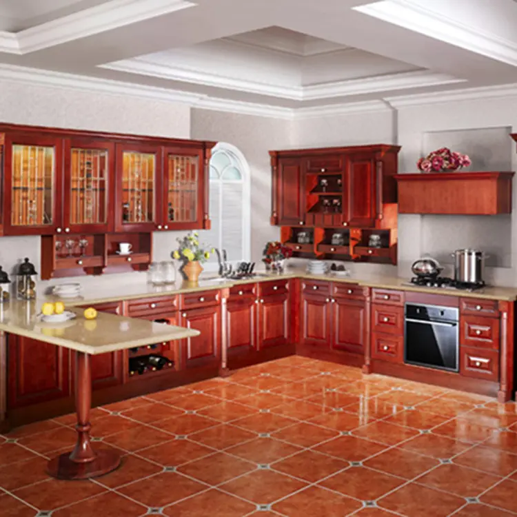 solid wood doors kitchen with quartz stone