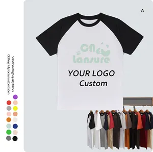 LS 100 Cotton Tương Phản Chắp Vá Raglan Tay Áo T-Shirt Người Đàn Ông Áo Thun Biểu Tượng Tùy Chỉnh In Ấn Unisex Boxy Quá Khổ Tee