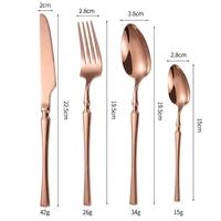 Ensemble de Couverts de Luxe en Acier Inoxydable Doré Rose, Poli Miroir Moderne, pour Mariages, Hôtels et Restaurants