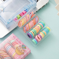 Lot de chouchous pour enfants faits à la main, en tissu coloré très élastique, motif géométrique macarons, style doux, en boîte
