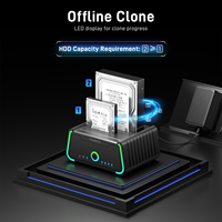 Nouvelle station d'accueil pour affichage, design innovant, super vitesse, fonction de clonage, avec RGB, USB 3.2, SATA, HDD, SSD, station d'accueil pour disques durs