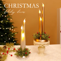 Ensemble de bougeoirs électroniques LED à 3 bâtons sur base ronde pour mariage, banquet, Noël, maison, villa, cadeau de fête, décoration