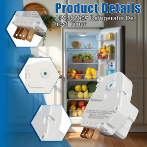 Contrôles d'appareils électroménagers Minuteur de dégivrage 120V 6 heures 10A Plastique 215846604 Pièce de réfrigérateur-congélateur Assemblé au Mexique - Product Image 3