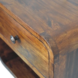 Solid Wood Mini Curve <b>Floating</b> Nightstand 1 Drawer 1 Open Slot Chestnut - Product Image 6