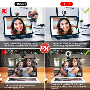 <span class=keywords><strong>2</strong></span> 천개 1080 마력 HD 스트리밍 USB 컴퓨터 PC 웹 카메라 비디오 통화 웹캠 3 레벨 LED 빛 - Product Image 4