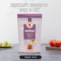 Sachet refermable à fond plat pour mélange de boisson au lait instantané Eggnog 8 oz, sac en nylon PE avec fermeture éclair
