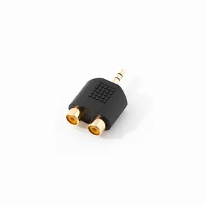 100% OEM Compatible Plug In Gold 3.5MM Mono/Stereo Plug to 2 RCA jack Audio Connector